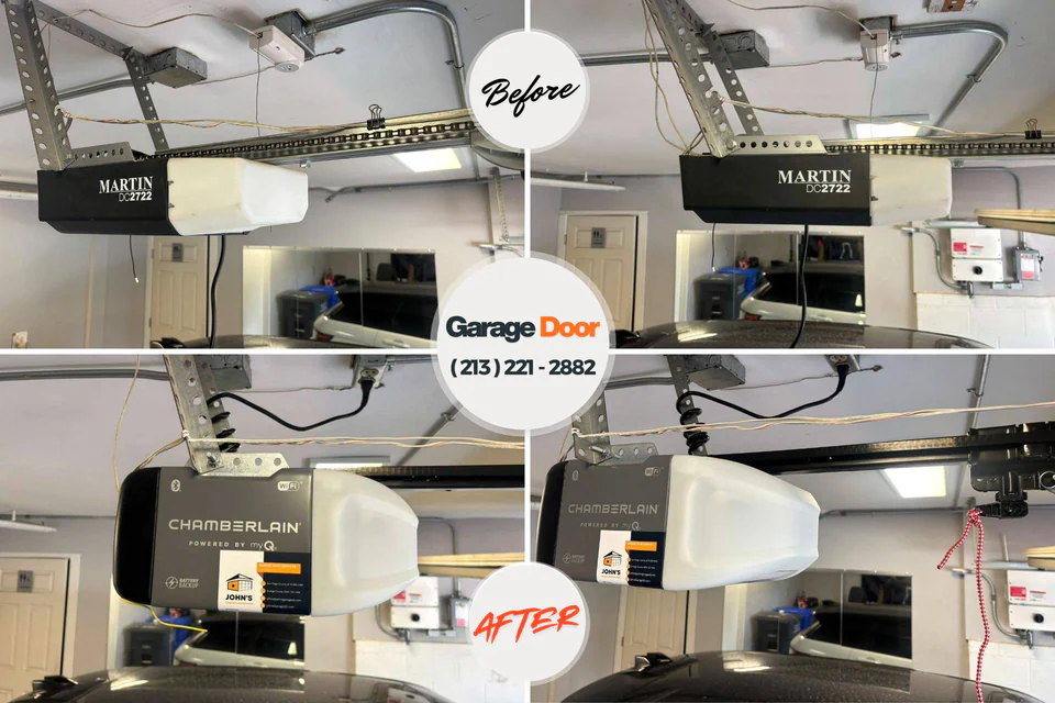 Before and after: garage door repair Laurel Hollow, NY